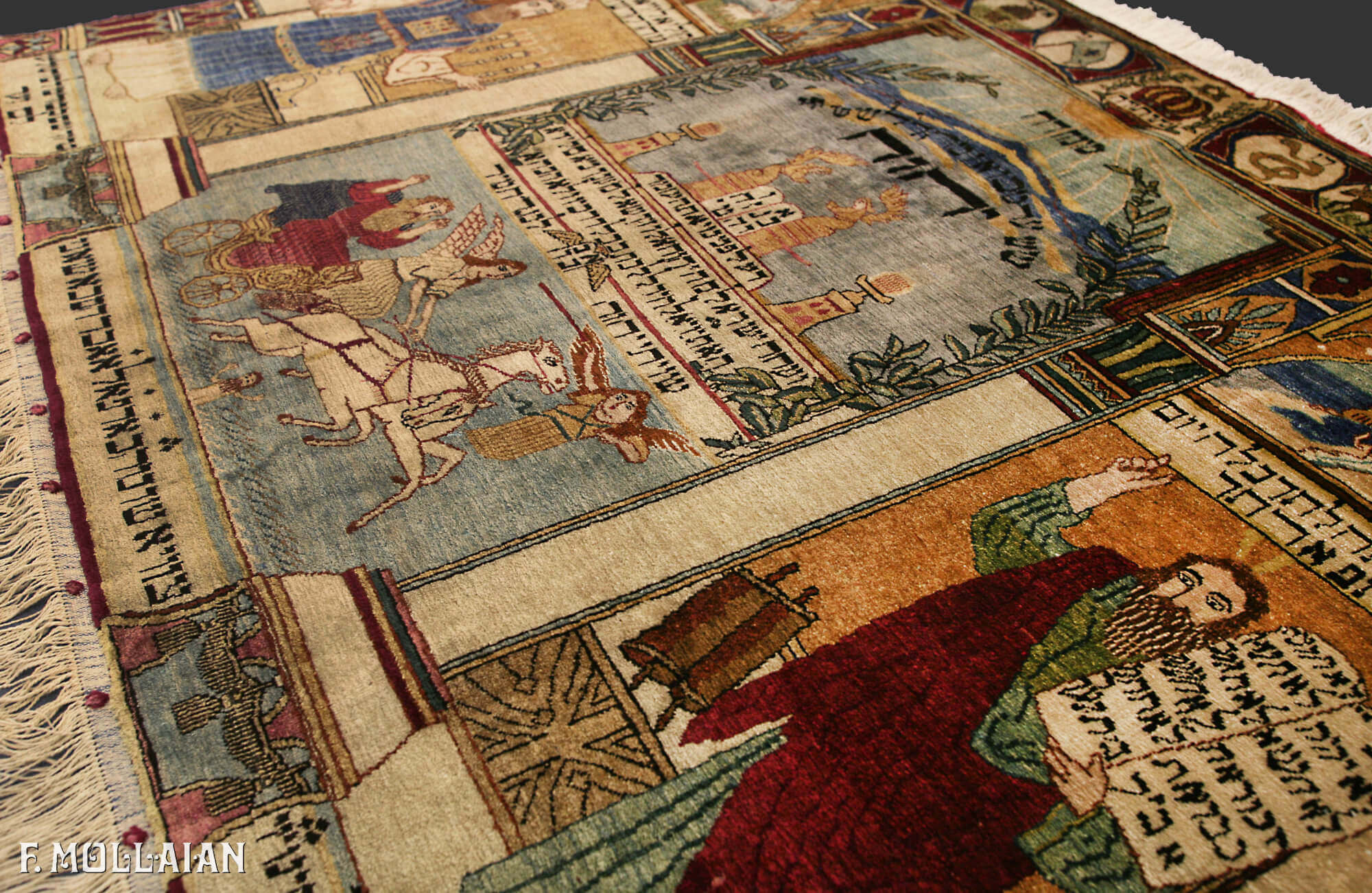 Pictorial Antique Persian Kashan Silk Rug n°:38358138